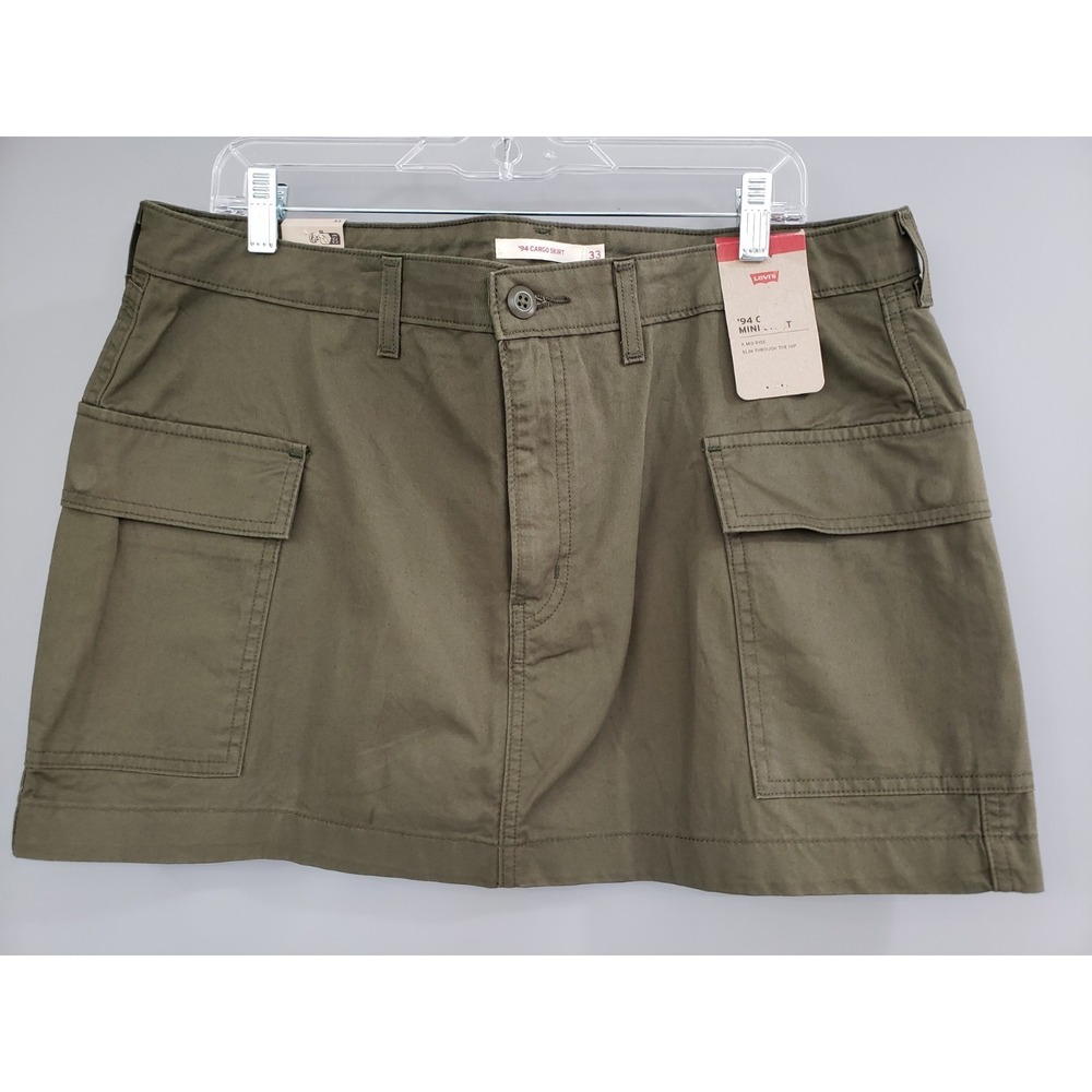 NEW Levi's 94 Cargo Skirt GREEN Size 33 Mini Retro Utility 100% Cotton retro y2k